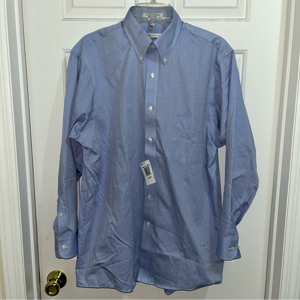 New GEOFFREY BEENE WRINKLE FREE BUTTON DOWN DRESS SHIRT Men 16/32-33 Blue pocket